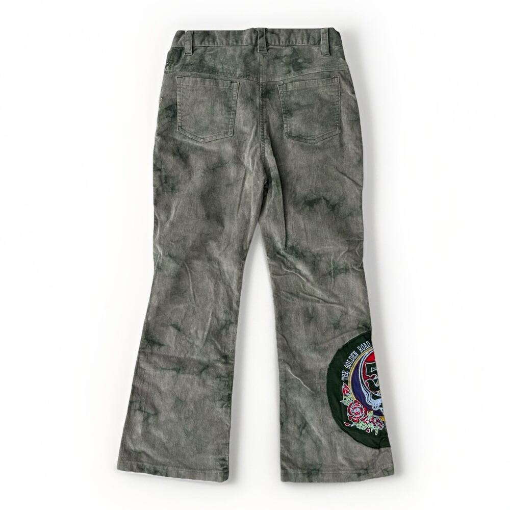 Grateful Dead Corduroy Pants Womens S Olive Green Tie Dye 50th Patch Hippie Boho - Picture 3 of 11